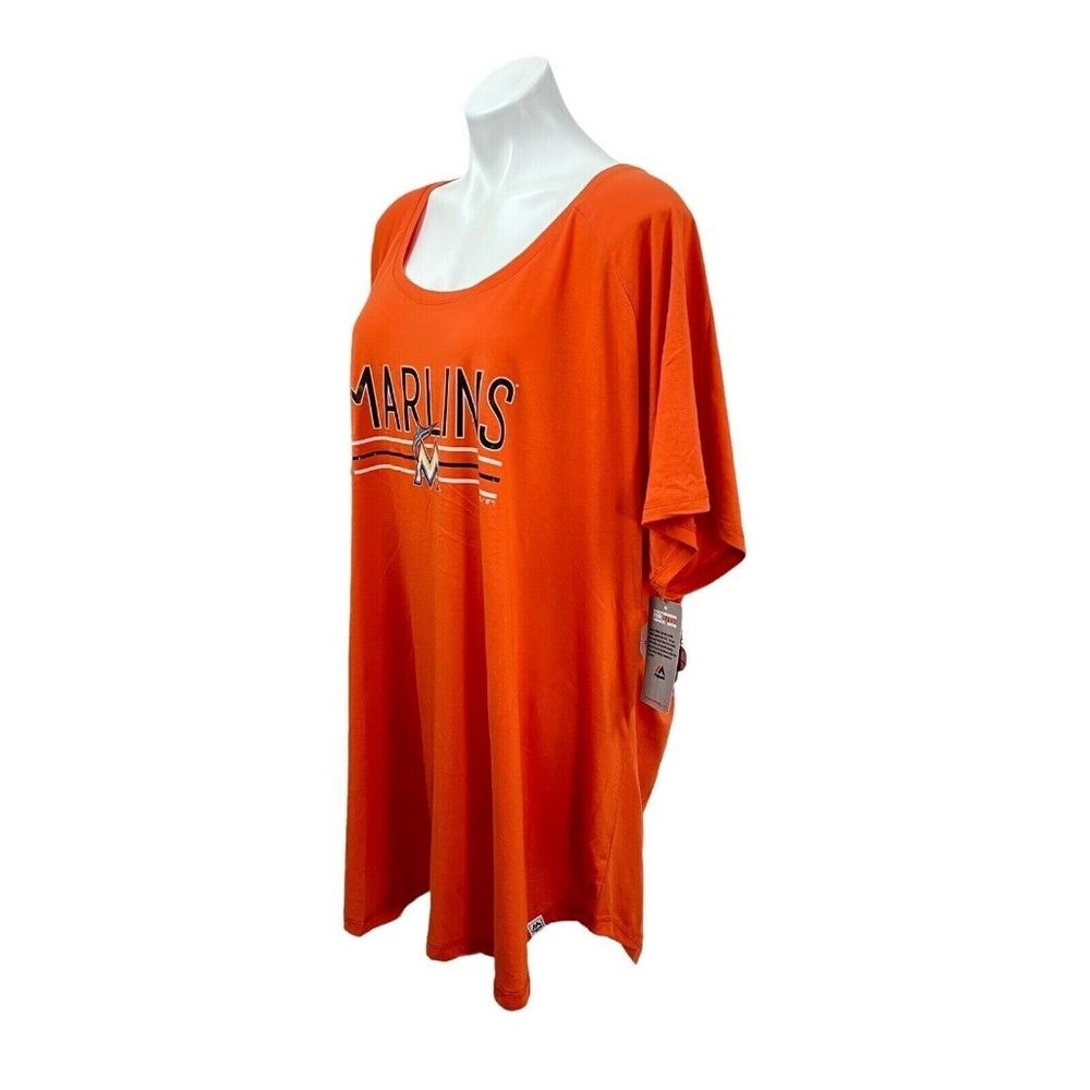 Majestic Florida Marlins Orange T Shirt Plus Size Womens 4X